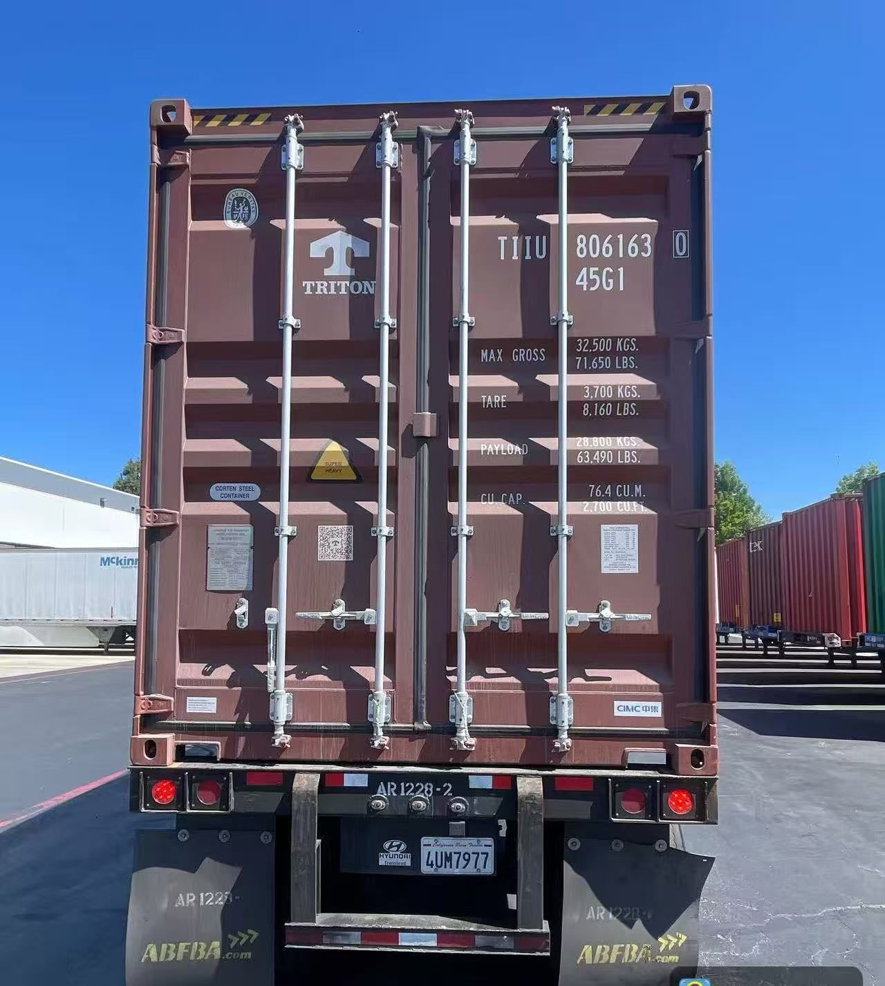 Import container staged on chassis at a yard
